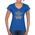 thumbnail image 1 of Wild Bobby, A Little Country, A Little Hood, Pop Culture, Women Standard V-Neck Tee, Royal, X-Large, 1 of 4