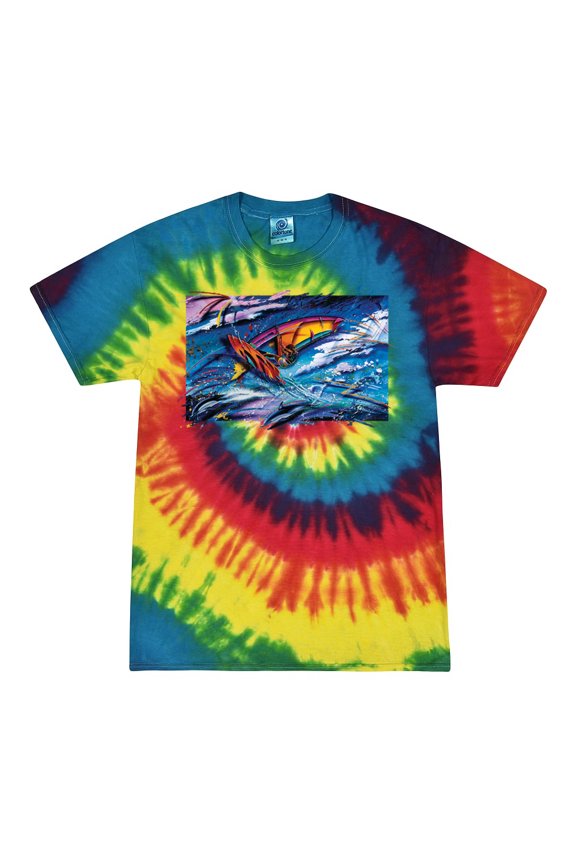 , Abstract Wind Surfer with Dolphins, Animal Lover, Tie-Dye Tees, Reactive Rainbow, Small