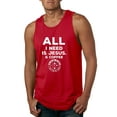 thumbnail image 1 of Wild Bobby, All I Need is Jesus & Coffee Inspirational/Christian Men Graphic Tank Top, Red, XX-Large, 1 of 6
