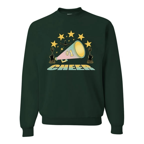 Wild Bobby All Star Cheerleading Megaphone Girl Sports Unisex Crewneck Graphic Sweatshirt, Forest Green, Small