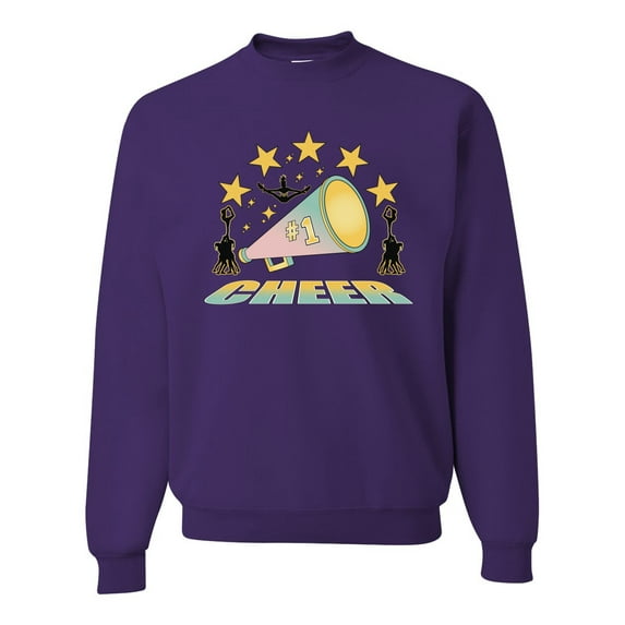 Wild Bobby All Star Cheerleading Megaphone Girl Sports Unisex Crewneck Graphic Sweatshirt, Purple, XX-Large