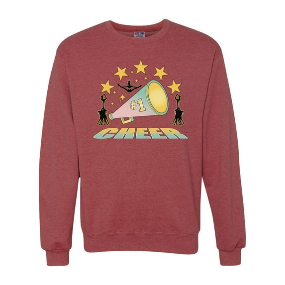 Wild Bobby All Star Cheerleading Megaphone Girl Sports Unisex Crewneck Graphic Sweatshirt, Vintage Heather Red, 3X-Large