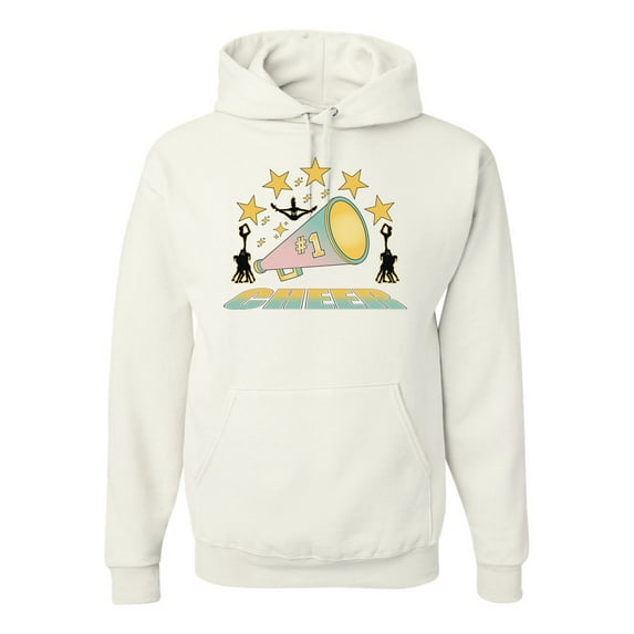 Wild Bobby All Star Cheerleading Megaphone Girl Sports Unisex Graphic Hoodie Sweatshirt, White, X-Large