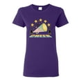 thumbnail image 1 of Wild Bobby All Star Cheerleading Megaphone Girl Sports Women Graphic Tee, Purple, Small, 1 of 5