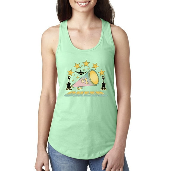 Wild Bobby All Star Cheerleading Megaphone Girl Sports Women Racerback Tank Top, Mint, X-Large