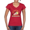 thumbnail image 1 of Wild Bobby All Star Cheerleading Megaphone Girl Sports Women Standard V-Neck Tee, Red, XX-Large, 1 of 5