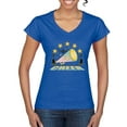 thumbnail image 1 of Wild Bobby All Star Cheerleading Megaphone Girl Sports Women Standard V-Neck Tee, Royal, X-Large, 1 of 5