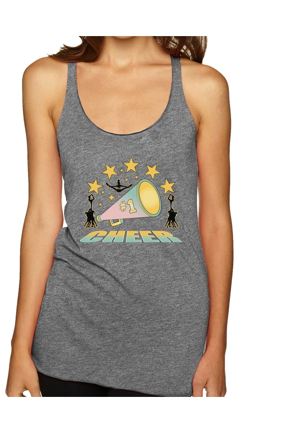 All Star Cheerleading Megaphone Girl Sports Women Tri-Blend Racerback Tank Top, Premium Heather, Small
