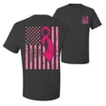thumbnail image 1 of Wild Bobby, American, Breast Cancer Awareness, Flag, Breast Cancer Awareness, Front and Back Men Graphic Tee, Charcoal, XX-Large, 1 of 4