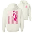 thumbnail image 1 of Wild Bobby, American, Breast Cancer Awareness, Flag, Breast Cancer Awareness, Front and Back Unisex Graphic Hoodie Sweatshirt, White, XX-Large, 1 of 4