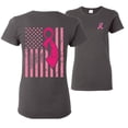 thumbnail image 1 of Wild Bobby, American, Breast Cancer Awareness, Flag, Breast Cancer Awareness, Front and Back Women Graphic Tee, Charcoal, XX-Large, 1 of 4