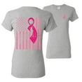thumbnail image 1 of Wild Bobby, American, Breast Cancer Awareness, Flag, Breast Cancer Awareness, Front and Back Women Graphic Tee, Heather Grey, XX-Large, 1 of 4