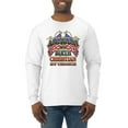 thumbnail image 1 of Wild Bobby, American By Birth Christian By Choice USA Flag Inspirational/Christian Mens Long Sleeve Shirt, White, Large, 1 of 3