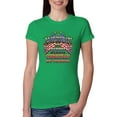 thumbnail image 1 of Wild Bobby, American By Birth Christian By Choice USA Flag Inspirational/Christian Womens Slim Fit Junior Tee, Kelly, Large, 1 of 3