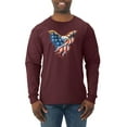thumbnail image 1 of Wild Bobby, American Flag Eagle USA Pride, Americana/American Pride, Men Long Sleeve Shirt, Maroon, X-Large, 1 of 4