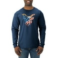 thumbnail image 1 of Wild Bobby, American Flag Eagle USA Pride, Americana/American Pride, Men Long Sleeve Shirt, Vintage Heather Navy, X-Large, 1 of 4