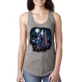thumbnail image 1 of Wild Bobby, American Flag Howling Wolf Animal Lover Ladies Racerback Tank Top, Heather Grey, Medium, 1 of 3
