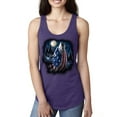 thumbnail image 1 of Wild Bobby, American Flag Howling Wolf Animal Lover Ladies Racerback Tank Top, Purple Rush, Large, 1 of 3