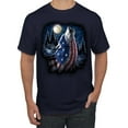 thumbnail image 1 of Wild Bobby, American Flag Howling Wolf Animal Lover Men's Graphic T-Shirt, Navy, 5XL, 1 of 3