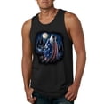 thumbnail image 1 of Wild Bobby, American Flag Howling Wolf Animal Lover Mens Graphic Tank Top, Black, 2XL, 1 of 3