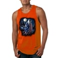 thumbnail image 1 of Wild Bobby, American Flag Howling Wolf Animal Lover Mens Graphic Tank Top, Orange, Medium, 1 of 3