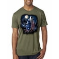 thumbnail image 1 of Wild Bobby, American Flag Howling Wolf Animal Lover Mens Premium Tri Blend T-Shirt, Military Green, X-Large, 1 of 3