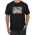 thumbnail image 1 of Wild Bobby, American Flag Jumping Largemouth Bass Fish, Fishing, Men's Graphic Tees, Black, 5XL, 1 of 3