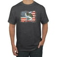 thumbnail image 1 of Wild Bobby, American Flag Jumping Largemouth Bass Fish, Fishing, Men's Graphic Tees, Heather Black, 2XL, 1 of 3