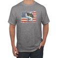 thumbnail image 1 of Wild Bobby, American Flag Jumping Largemouth Bass Fish, Fishing, Men's Graphic Tees, Heather Grey, 2XL, 1 of 3