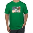 thumbnail image 1 of Wild Bobby, American Flag Jumping Largemouth Bass Fish, Fishing, Men's Graphic Tees, Kelly, 2XL, 1 of 3