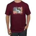 thumbnail image 1 of Wild Bobby, American Flag Jumping Largemouth Bass Fish, Fishing, Men's Graphic Tees, Maroon, Large, 1 of 3