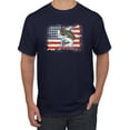 thumbnail image 1 of Wild Bobby, American Flag Jumping Largemouth Bass Fish, Fishing, Men's Graphic Tees, Navy, 4XL, 1 of 3