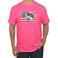 thumbnail image 1 of Wild Bobby, American Flag Jumping Largemouth Bass Fish, Fishing, Men's Graphic Tees, Neon Pink, Medium, 1 of 3