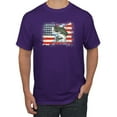 thumbnail image 1 of Wild Bobby, American Flag Jumping Largemouth Bass Fish, Fishing, Men's Graphic Tees, Purple, Small, 1 of 3