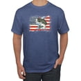thumbnail image 1 of Wild Bobby, American Flag Jumping Largemouth Bass Fish, Fishing, Men's Graphic Tees, Vintage Heather Blue, Small, 1 of 3