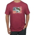 thumbnail image 1 of Wild Bobby, American Flag Jumping Largemouth Bass Fish, Fishing, Men's Graphic Tees, Vintage Heather Red, 4XL, 1 of 3