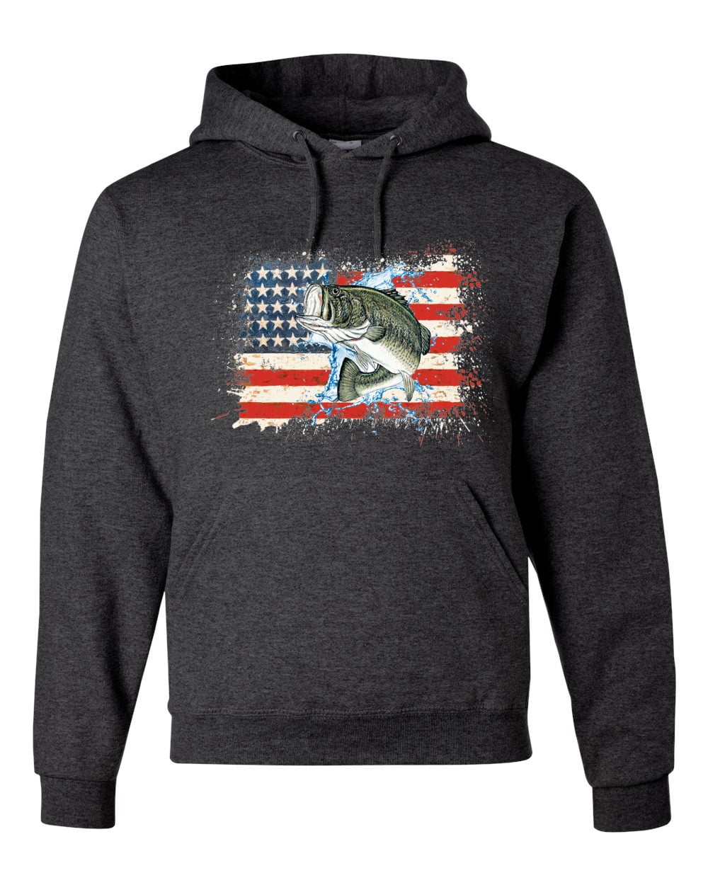 Wild Bobby American Flag Jumping Largemouth Bass Fish Fishing Unisex Graphic Hoodie Sweatshirt Navy Large Walmart Business Supplies