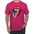 thumbnail image 1 of Wild Bobby, American Flag Lips Tongue Out, Men Graphic Tees, Fuschia, Large, 1 of 3