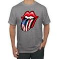 thumbnail image 1 of Wild Bobby, American Flag Lips Tongue Out, Men Graphic Tees, Heather Grey, Large, 1 of 3