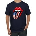 thumbnail image 1 of Wild Bobby, American Flag Lips Tongue Out, Men Graphic Tees, Navy, 2XL, 1 of 3