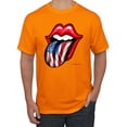 thumbnail image 1 of Wild Bobby, American Flag Lips Tongue Out, Men Graphic Tees, Orange, Large, 1 of 3