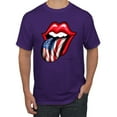 thumbnail image 1 of Wild Bobby, American Flag Lips Tongue Out, Men Graphic Tees, Purple, X-Large, 1 of 3