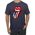 thumbnail image 1 of Wild Bobby, American Flag Lips Tongue Out, Men Graphic Tees, Vintage Heather Navy, 3XL, 1 of 3