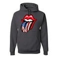 thumbnail image 1 of Wild Bobby, American Flag Lips Tongue Out, Unisex Graphic Hoodie Sweatshirt, Charcoal, Large, 1 of 3