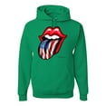 thumbnail image 1 of Wild Bobby, American Flag Lips Tongue Out, Unisex Graphic Hoodie Sweatshirt, Kelly, Large, 1 of 3