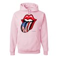 thumbnail image 1 of Wild Bobby, American Flag Lips Tongue Out, Unisex Graphic Hoodie Sweatshirt, Light Pink, Medium, 1 of 3