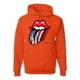 thumbnail image 1 of Wild Bobby, American Flag Lips Tongue Out, Unisex Graphic Hoodie Sweatshirt, Orange, X-Large, 1 of 3