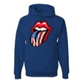 thumbnail image 1 of Wild Bobby, American Flag Lips Tongue Out, Unisex Graphic Hoodie Sweatshirt, Royal, Large, 1 of 3
