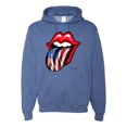 thumbnail image 1 of Wild Bobby, American Flag Lips Tongue Out, Unisex Graphic Hoodie Sweatshirt, Vintage Heather Blue, Medium, 1 of 3