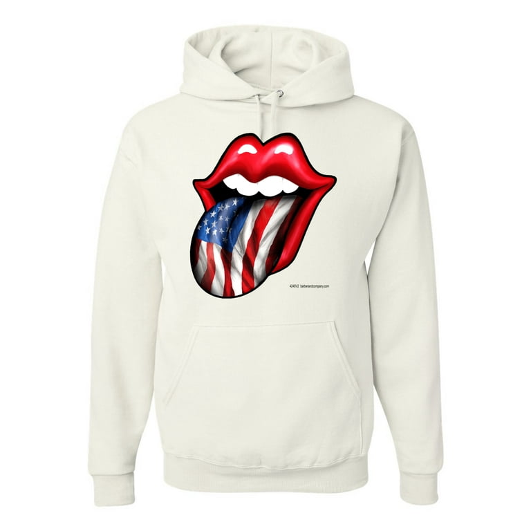 White hoodie with flags on cheap sleeves